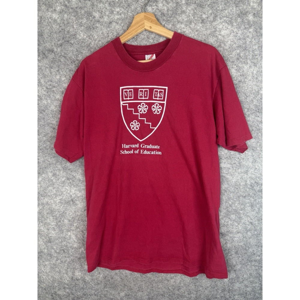 Vintage Harvard Tshirt Men's XL Crimson College University 90s Single Stitch
